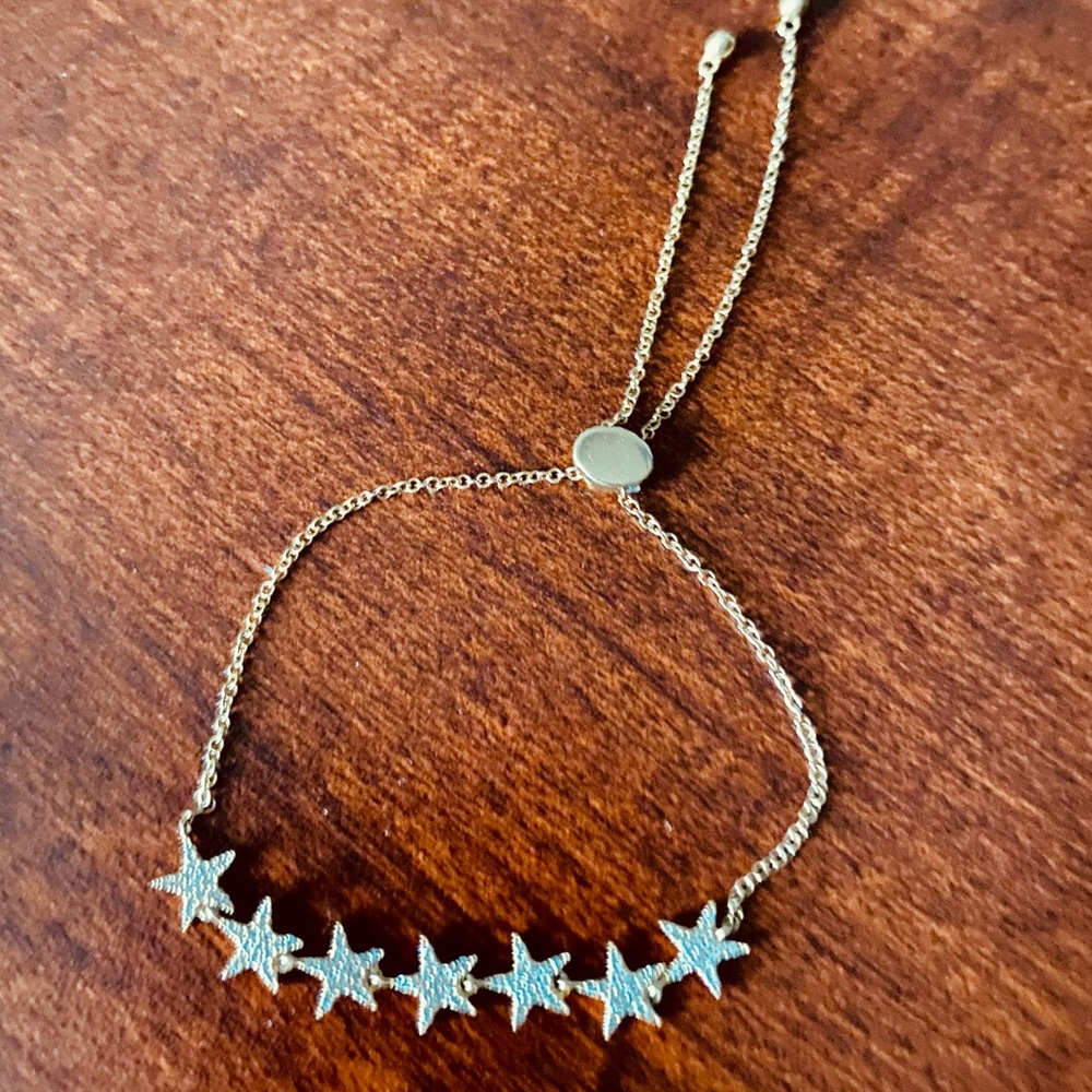 Seven star diamond 14k gold Pave Bolo Bracelet